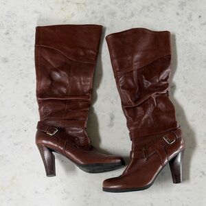 Guess Rich Brown Leather Heeled Boots